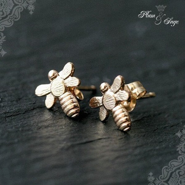 Petite Abeille - 14kt Gold Bee Studs