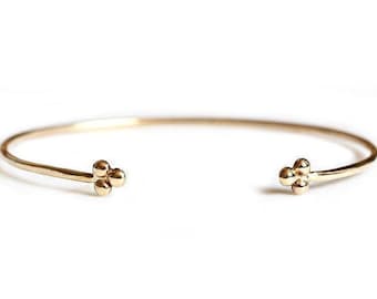 14k gold bead cuff bracelet, handmade, beaded cuff, minimalist bracelet, pebble cuff bracelet