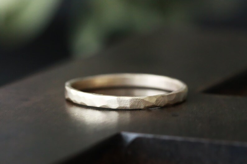 rustic carved band, 14k gold ring, wedding band, everyday ring, solid recycled 18k gold, wedding ring image 2