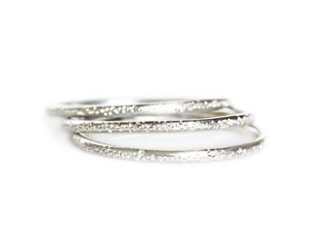 silver glint stardust stacking ring set, set of 3, eco friendly, handcrafted