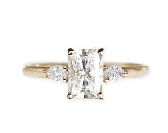 marina emerald cut lab grown diamond ring, made with SCS recycled 14k and 18k gold