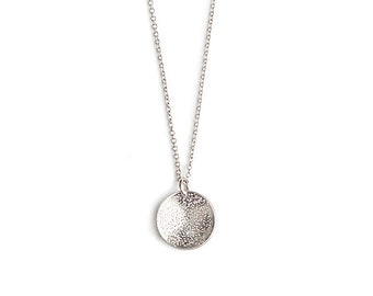 sterling silver stardust charm necklace, sparkle disk necklace