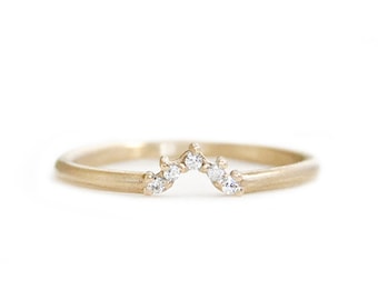 halo diamond contour ring, eco friendly, handmade, 14k gold, 18k gold - yellow, rose and white gold