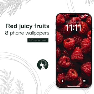 Juicy red fruits phone wallpaper, aesthetic backgrounds, instant download, iPhone background