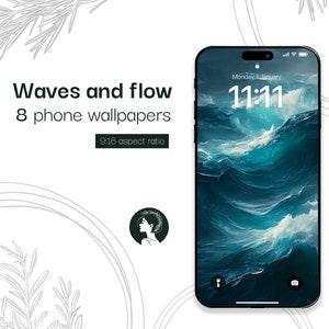 Ocean blue abstract mobile wallpaper, instant download, iPhone background