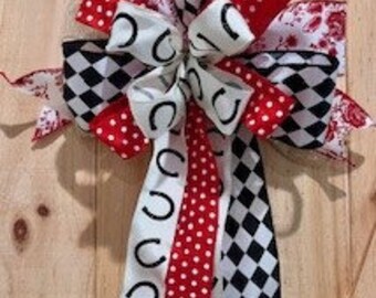 Kentucky Derby Decor, Wreath Bow, Lantern Bow