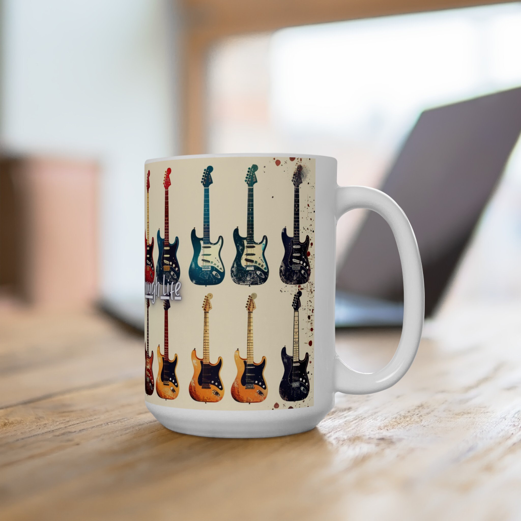 Personalized Electric Guitar Coffee Mug - Custom Name 11oz Or 15oz Ceramic Mug, Music Gift For Men & Women