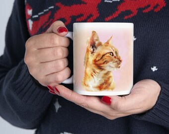 Orange Cat Delight Mug, Cute Cat Mug, Cat Lover Gift, Gift for Orange Cat Owner, Ceramic 11oz
