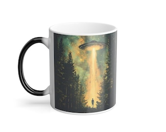 UFO Forest Color Morphing Mug, Alien Coffee Mug 11oz