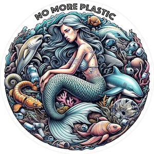 Autocollant écologique Sirène No plastic