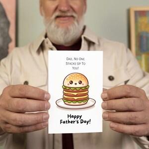 Dad Appreciation Card, No One Stacks Up To You, Triple Burger Stack, Fathers Day Card, Folded Card For Him, Funny Card, Father's Day Gift