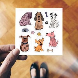 Adorable Dog Pals Sticker Sheet, Cute Puppy Laptop Sticker Pack, Dog Lover Gift, For Dog Mom, Water Bottle Decorative Vinyl Stickers