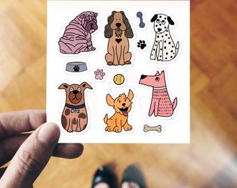Adorable Dog Pals Sticker Sheet, Cute Puppy Laptop Sticker Pack, Dog Lover Gift, For Dog Mom, Water Bottle Decorative Vinyl Stickers