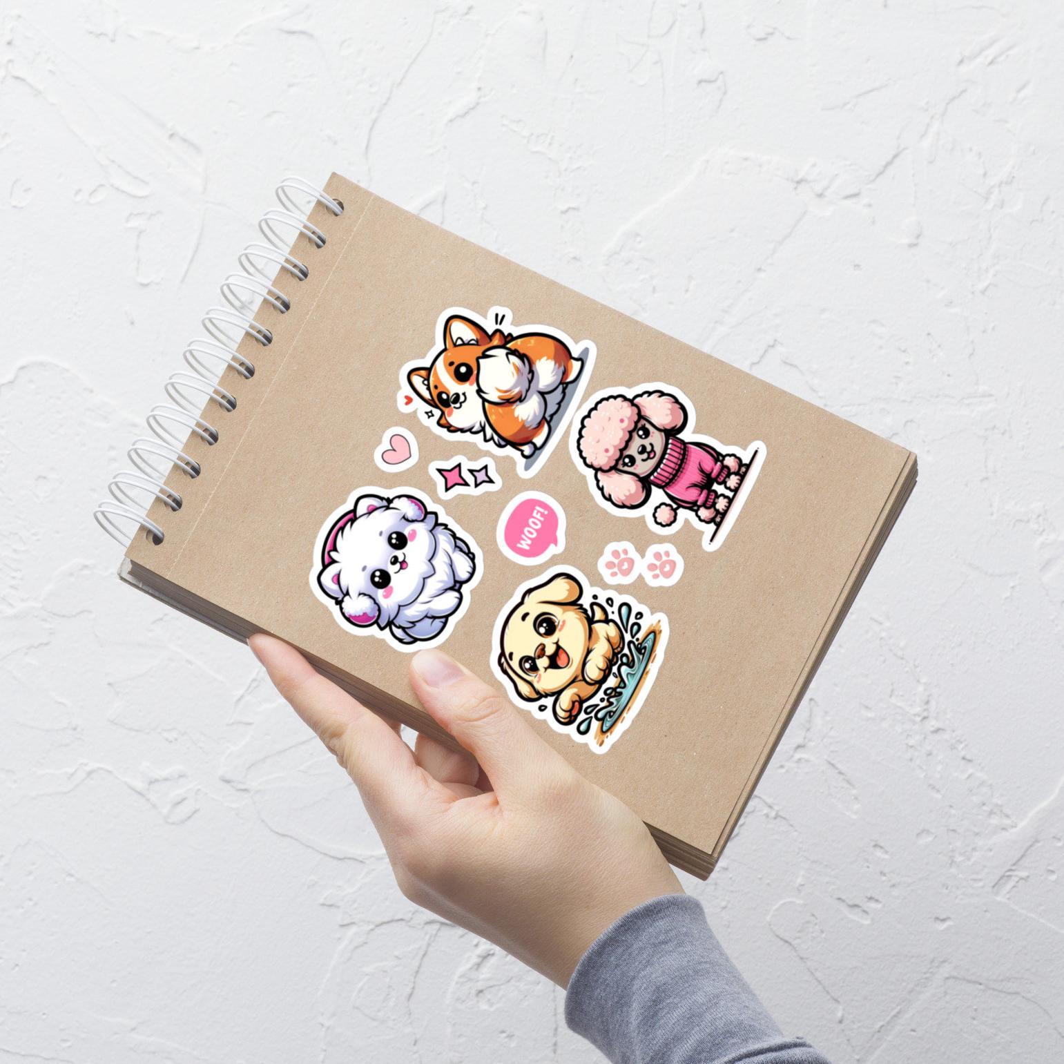 Cute Kawaii Dog Puppy Sticker Set, Dog Sticker Pack, Puppy Stickers ...