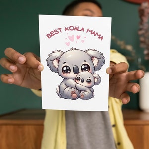 Best Koala Mama Mother's Day Card, Cute Folded Card,  Mother's Day Card, Adorable Card, Greeting Card, From Daughter or Son, Card for Mom