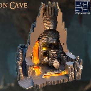 Dragon Cave - Tabletop Terrain - 28 MM, Tabletop 3D Printed Terrain by MiniatureLand, Perfect for Wargaming and RPGs