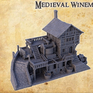 Medieval Winemaker - Tabletop Terrain - 28 MM, Tabletop 3D Printed Terrain by MiniatureLand, Perfect for Wargaming and RPGs