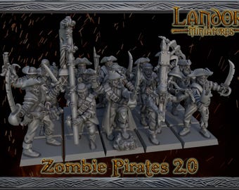 Zombie Pirates 2.0, Modular Undead Swashbucklers by Landor Miniatures! Vampire Coast for Fantasy Wargames
