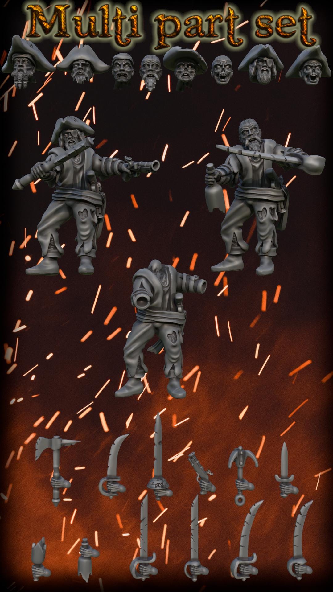 Zombie Pirates 2.0, Modular Undead Swashbucklers by Landor Miniatures ...
