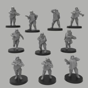 Heck Ghosts Recycled Miners mit SMGs, Semi-modulare Sci-Fi Krieger von ThatEvilOne, Sci-Fi Wargames Guard, Imperial Auxilia Army