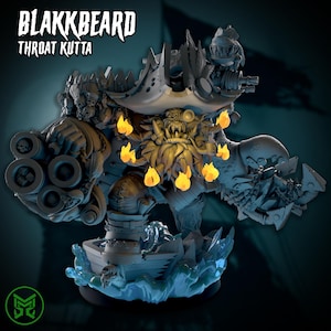 BlakkBeard Throat Kutta, Space-Faring Orks Sculpted by Mekka Miniatures, Grimdark Compatible, Scaled for Sci-Fi Miniature Wargames