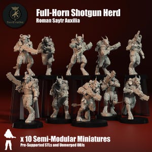 Saytr &quot;Full-Horn&quot; Shotgun Herd, Monopose Sci-Fi warriors by ThatEvilOne, Sci-fi Wargames Beastmen Roman-inspired chaos army