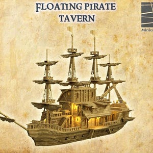Floating Pirate Tavern- Tabletop Terrain - 28 MM Tabletop 3D Printed Terrain by MiniatureLand, Perfect for Wargaming and RPGs