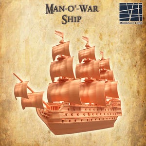 Manowar ship- Tabletop Terrain - 28 MM, Tabletop 3D Printed Terrain by MiniatureLand, Perfect for Wargaming and RPGs
