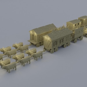 Convoy of Settlers - Tabletop Terrain - 28 MM, Tabletop 3D Printed Terrain by MiniatureLand, Perfect for Wargaming and RPGs