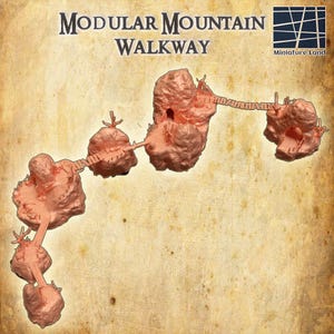 Modular Mountain Walkway - Tabletop Terrain - 28 MM, Tabletop 3D Printed Terrain by MiniatureLand, Perfect for Wargaming and RPGs