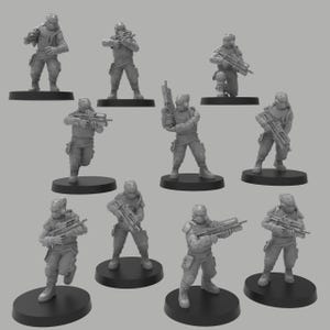 Heck Ghosts erweiterten Fußlande W / Gewehre, semi-modulare Sci-Fi Krieger von ThatEvilOne, Sci-Fi Wargames Guard Proxy, Imperial Auxilia