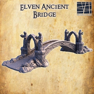 Elven Ancient Bridge - Tabletop Terrain - 28 MM, Tabletop 3D Printed Terrain by MiniatureLand, Perfect for Wargaming and RPGs