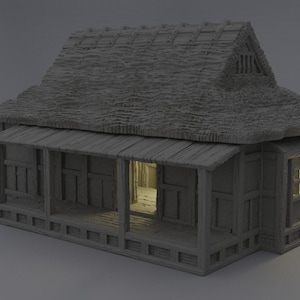 Samurai Cottage - Tabletop Terrain - 28 MM, Tabletop 3D Printed Terrain by MiniatureLand, Perfect for Wargaming and RPGs