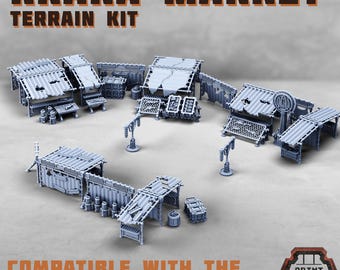 Kraka Market - Sci-Fi City Skirmish Wargaming Terrain by Print Minis
