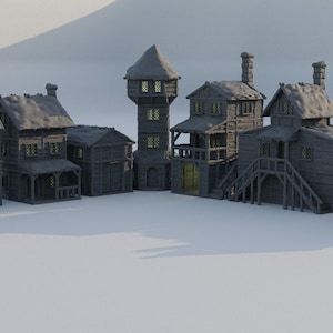 Winter Forest Village - Tabletop Terrain - 28 MM, Tabletop 3D Printed Terrain by MiniatureLand, Perfect for Wargaming and RPGs
