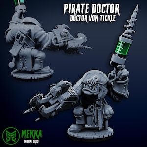 Doctor Von Tickle, Space-Faring Orkish Menace Sculpted by Mekka Miniatures, Grimdark Compatible, Scaled for Sci-Fi Miniature Wargames