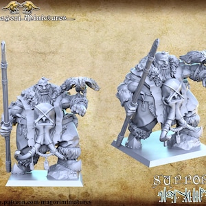 Ogre Hunter with Animal Companions, Fantasy Miniatures by Magori Miniatures, perfect for Fantasy Wargames and RPGs