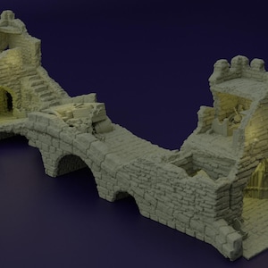 Abandoned Patrol Bridge - Tabletop Terrain - 28 MM, Tabletop 3D Printed Terrain by MiniatureLand, Perfect for Wargaming and RPGs