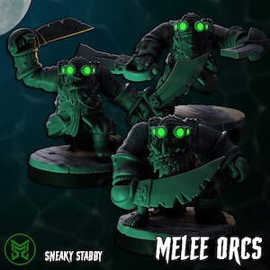 Pirate Commandos - Melee Orcs, Space-Faring Orkish Menace Sculpted by Mekka Miniatures, Grimdark Compatible, Scaled for Sci-Fi Wargames