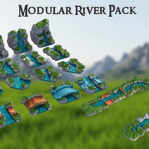 Modular River, Tabletop 3D Printed Terrain by MiniatureLand, Perfect for Wargaming and RPGs
