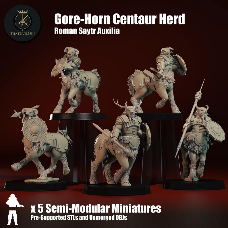 Roman Saytr Gore-horn Centaurs, Monopose Sci-fi Warriors by Thatevilone ...