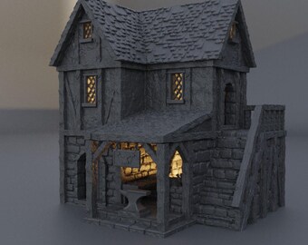 Forge En Décors 3D Pour Wargame - Échelle 28-32mm (1/56) - Style Urbain Médiéval - Neuf