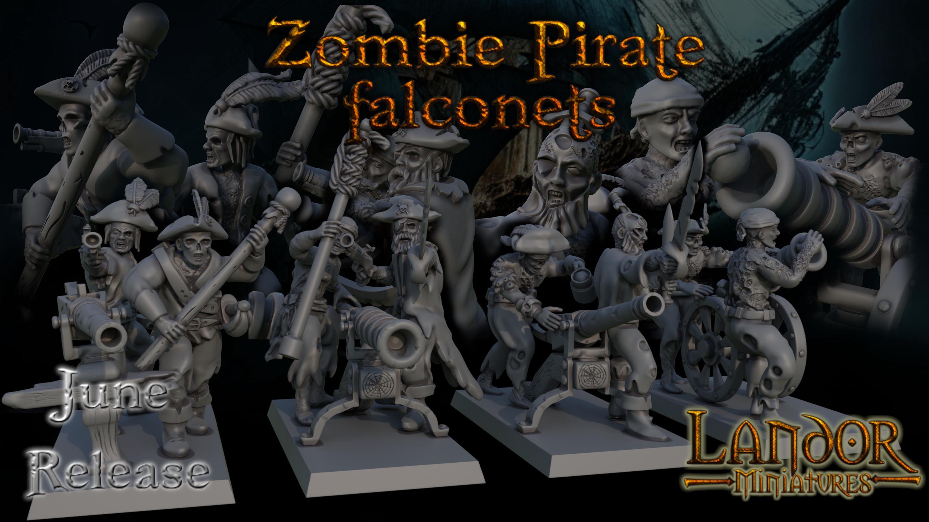 Zombie Pirates Falconets, Modular Undead Swashbucklers by Landor