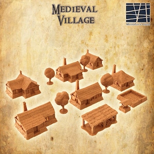 Modular Medieval Village - Tabletop Terrain - 28 MM, Tabletop 3D Printed Terrain by MiniatureLand, Perfect for Wargaming and RPGs
