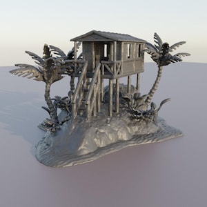 Small Island Hut - Tabletop Terrain - 28 MM Tabletop 3D Printed Terrain by MiniatureLand, Perfect for Wargaming and RPGs