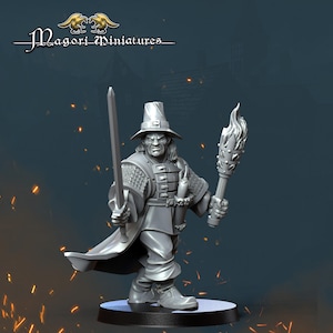 Witch Hunter with Torch, Fantasy Skirmish Miniatures by Magori Miniatures, perfect for Fantasy Wargames and RPGs
