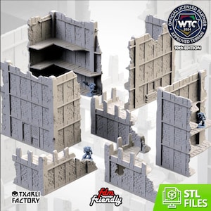Modular CITY RUINS WTC set Txarli Factory Ruined Building Terrain Cityscape Set, Perfect for Tabletop Wargames