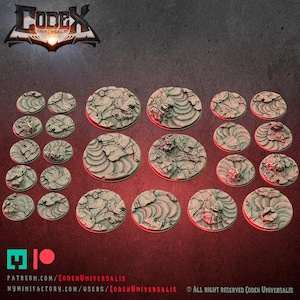 Stone and Lava Round and Oval Bases for use in Tabletop Wargames by Codex Universalis