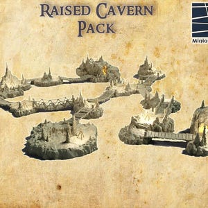 Raised Caverns - Tabletop Terrain - 28 MM, Tabletop 3D Printed Terrain by MiniatureLand, Perfect for Wargaming and RPGs