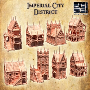 Imperial City District - Tabletop Terrain - 28 MM, Tabletop 3D Printed Terrain by MiniatureLand, Perfect for Wargaming and RPGs